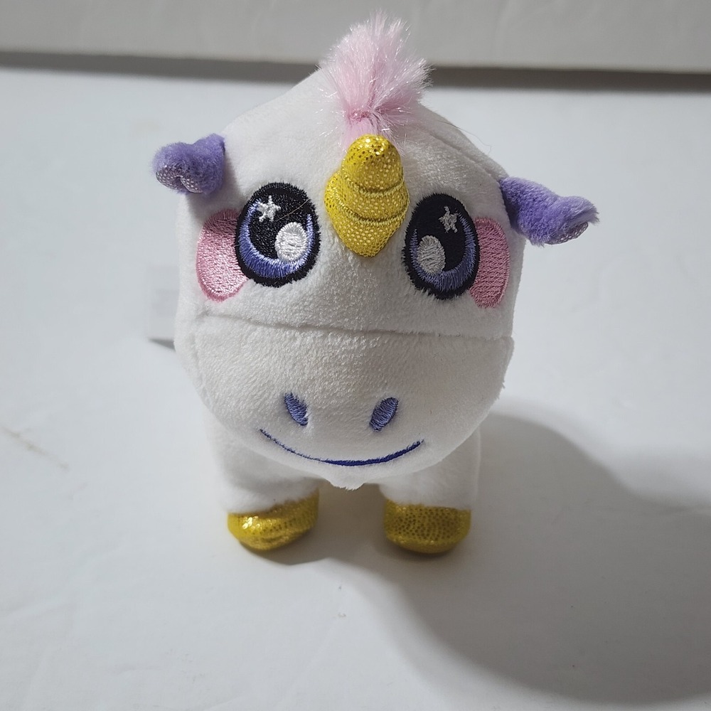 Squeezamals Unicorn Purple Ears Pink Mane Plush Sewn Eyes Mini 4"